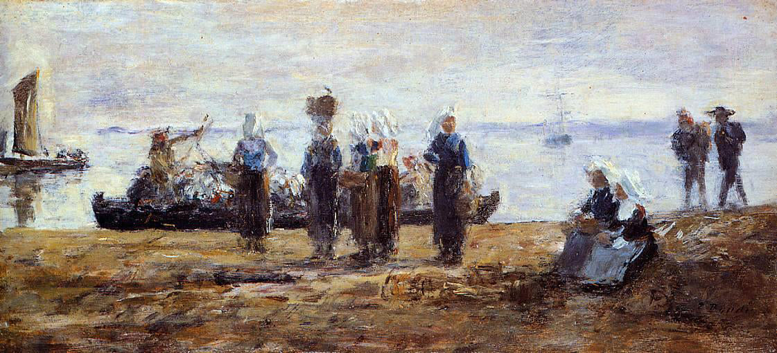 Eugene-Louis Boudin The Ferry at Plougastel - Hand Painted Oil Painting