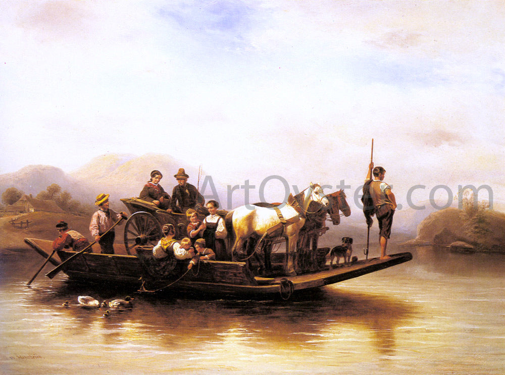 Wilhelm Alexander Meyerheim The Ferry Crossing - Hand Painted Oil Painting