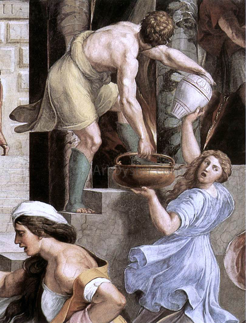 Raphael The Fire in the Borgo (detail 2) (Stanza dell'Incendio di Borgo) - Hand Painted Oil Painting