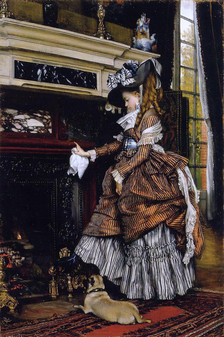 James Tissot The Fireplace - Hand Painted Oil Painting