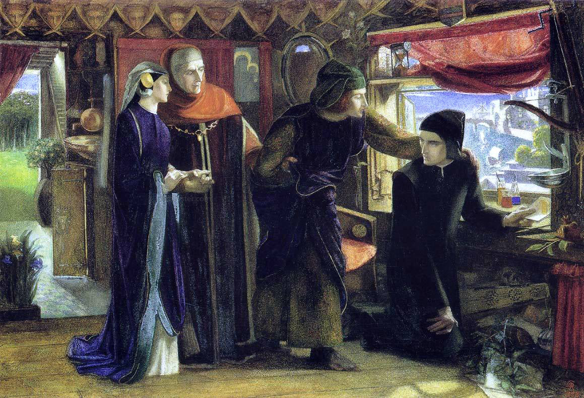 Dante Gabriel Rossetti The First Anniversary of the Death of Beatrice: Dante Drawing the Angel - Hand Painted Oil Painting