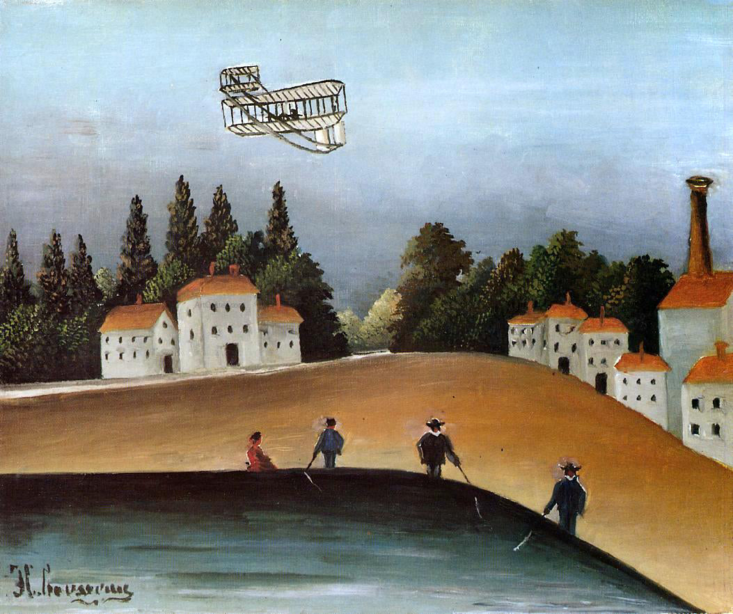 Henri Rousseau The Fishermen and the Biplane - Hand Painted Oil Painting