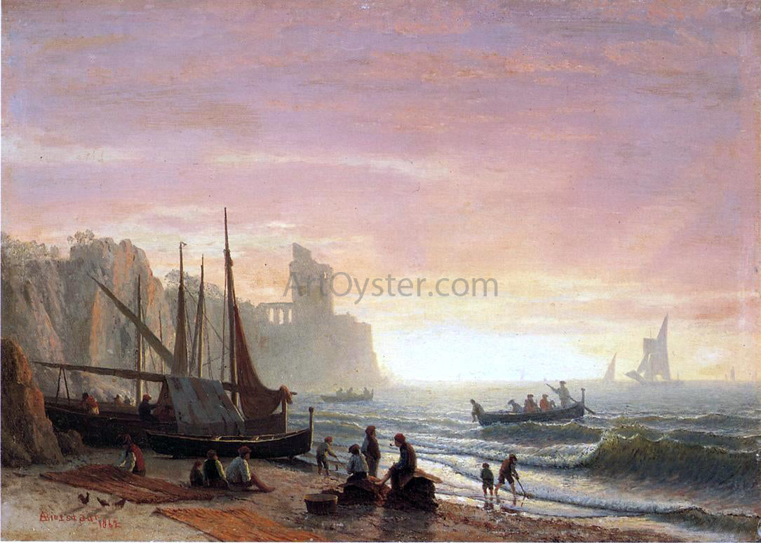 Albert Bierstadt The Fishing Fleet - Hand Painted Oil Painting