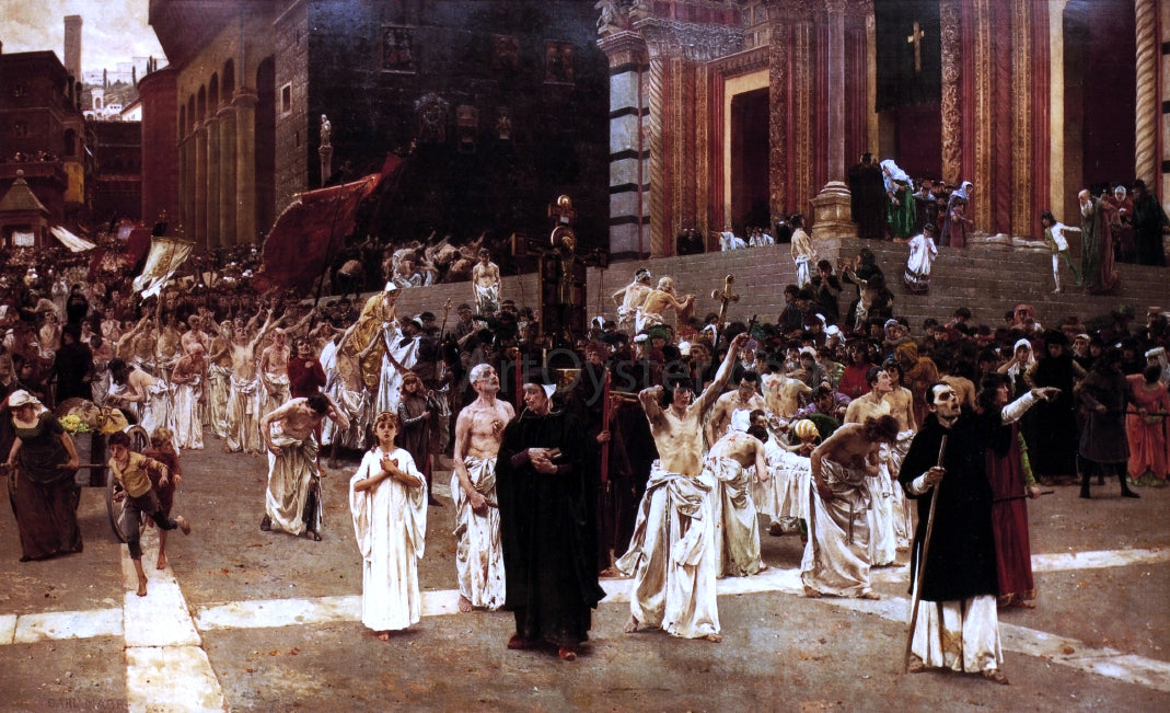 Carl Von Marr The Flagellants - Hand Painted Oil Painting