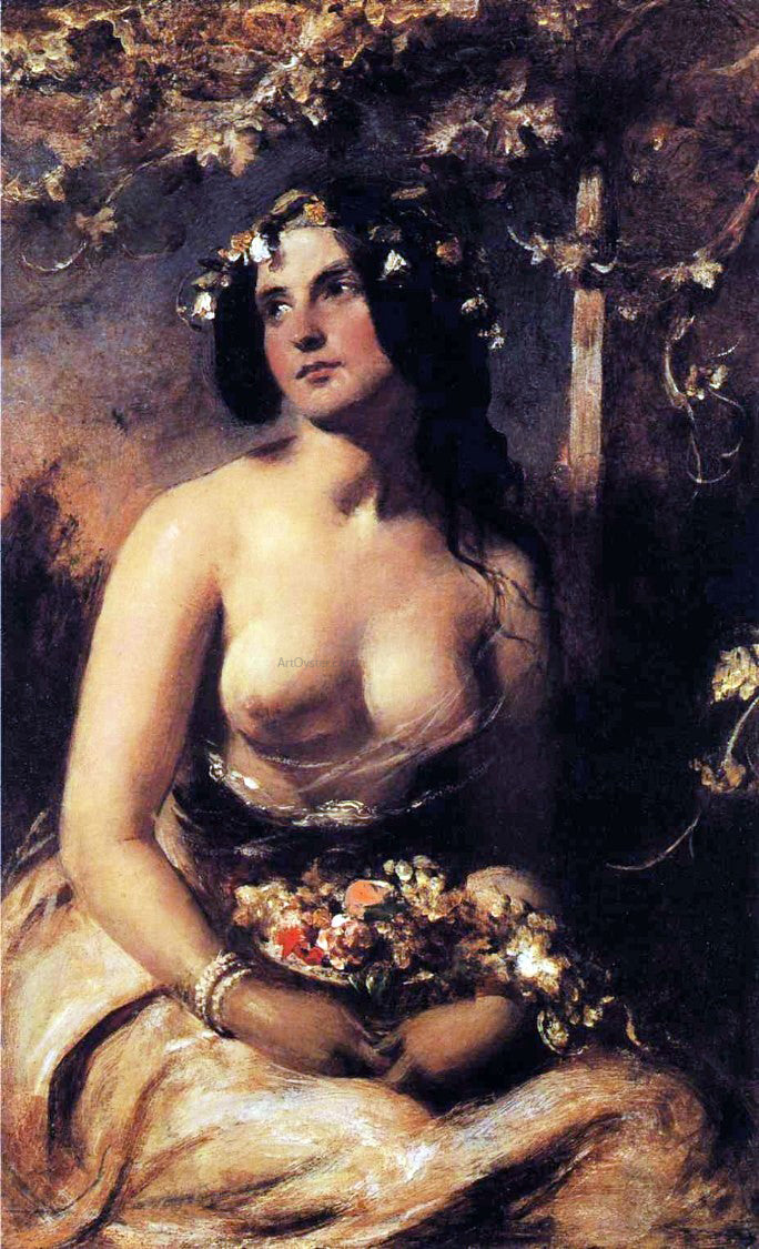 William Etty The Flower Girl - Hand Painted Oil Painting