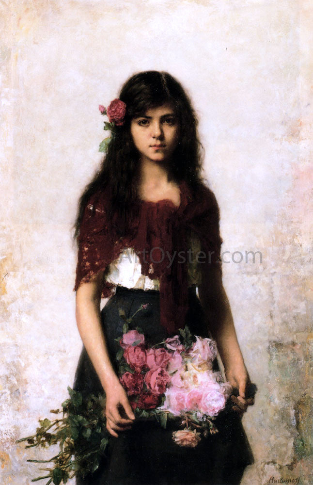 Alexei Alexeievich Harlamoff The Flower Seller - Hand Painted Oil Painting