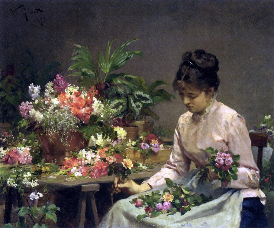  Victor Gabriel Gilbert The Flower Seller - Hand Painted Oil Painting