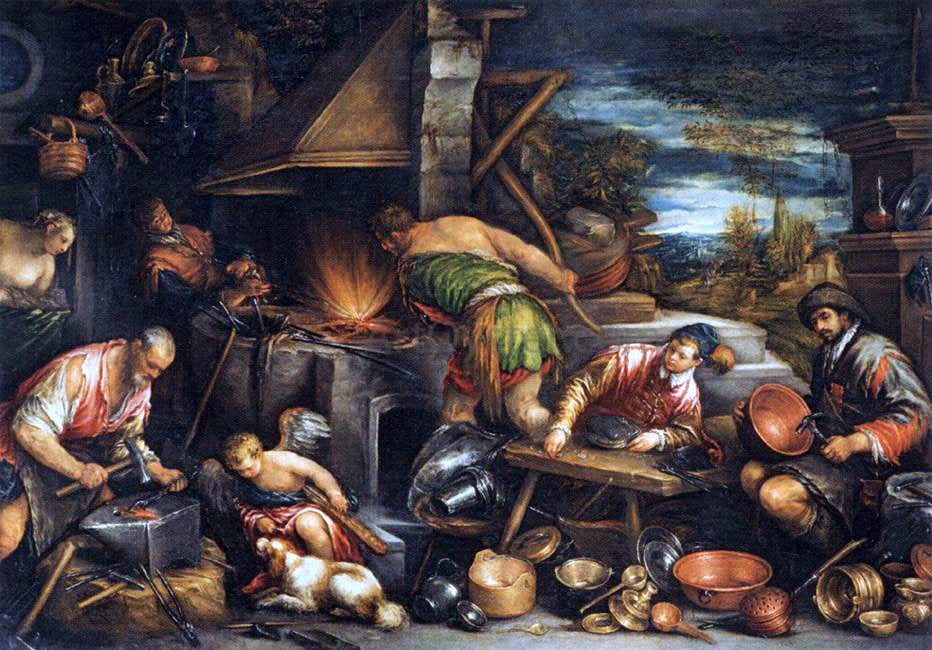 Francesco Bassano The Forge of Vulcan - Hand Painted Oil Painting