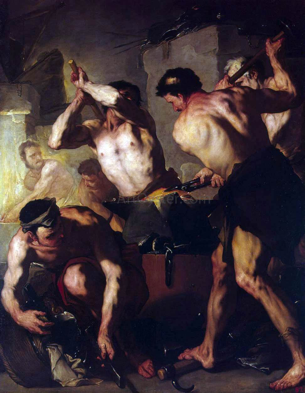 Luca Giordano The Forge of Vulcan - Hand Painted Oil Painting
