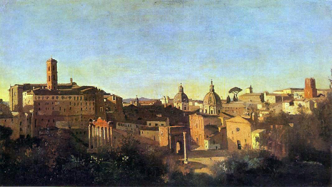 Jean-Baptiste-Camille Corot The Forum Seen from the Farnese Gardens, Evening - Hand Painted Oil Painting