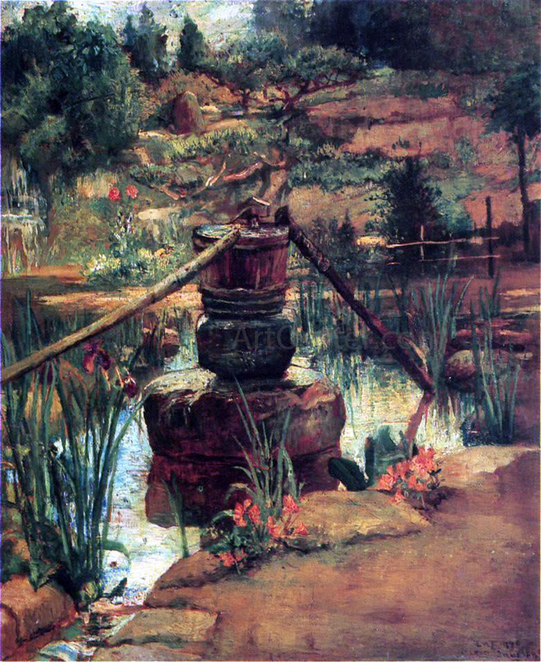 John La Farge The Fountain in Our Garden at Nikko - Hand Painted Oil Painting