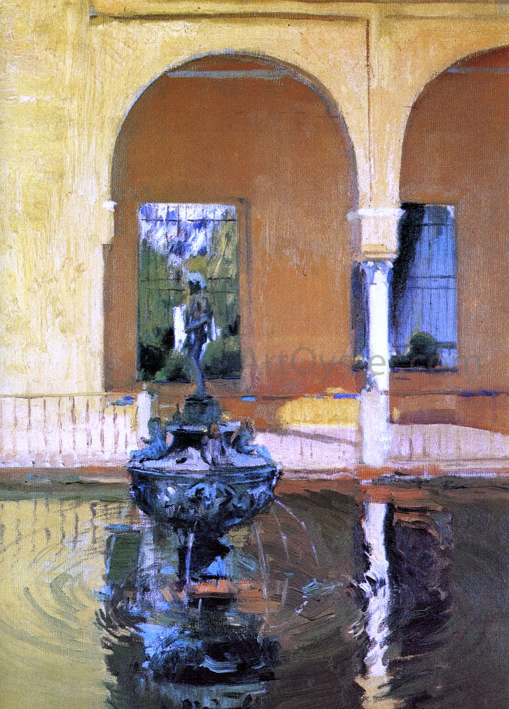 Joaquin Sorolla Y Bastida The Fountain in the Alcazar of Seville - Hand Painted Oil Painting