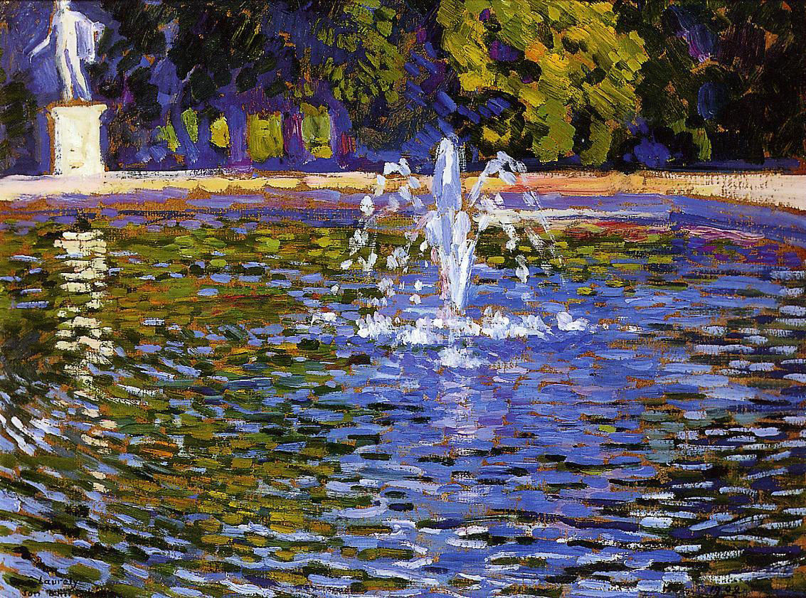 Theo Van Rysselberghe The Fountain: Parc Sans Souci at Potsdam (also known as Berlin) - Hand Painted Oil Painting