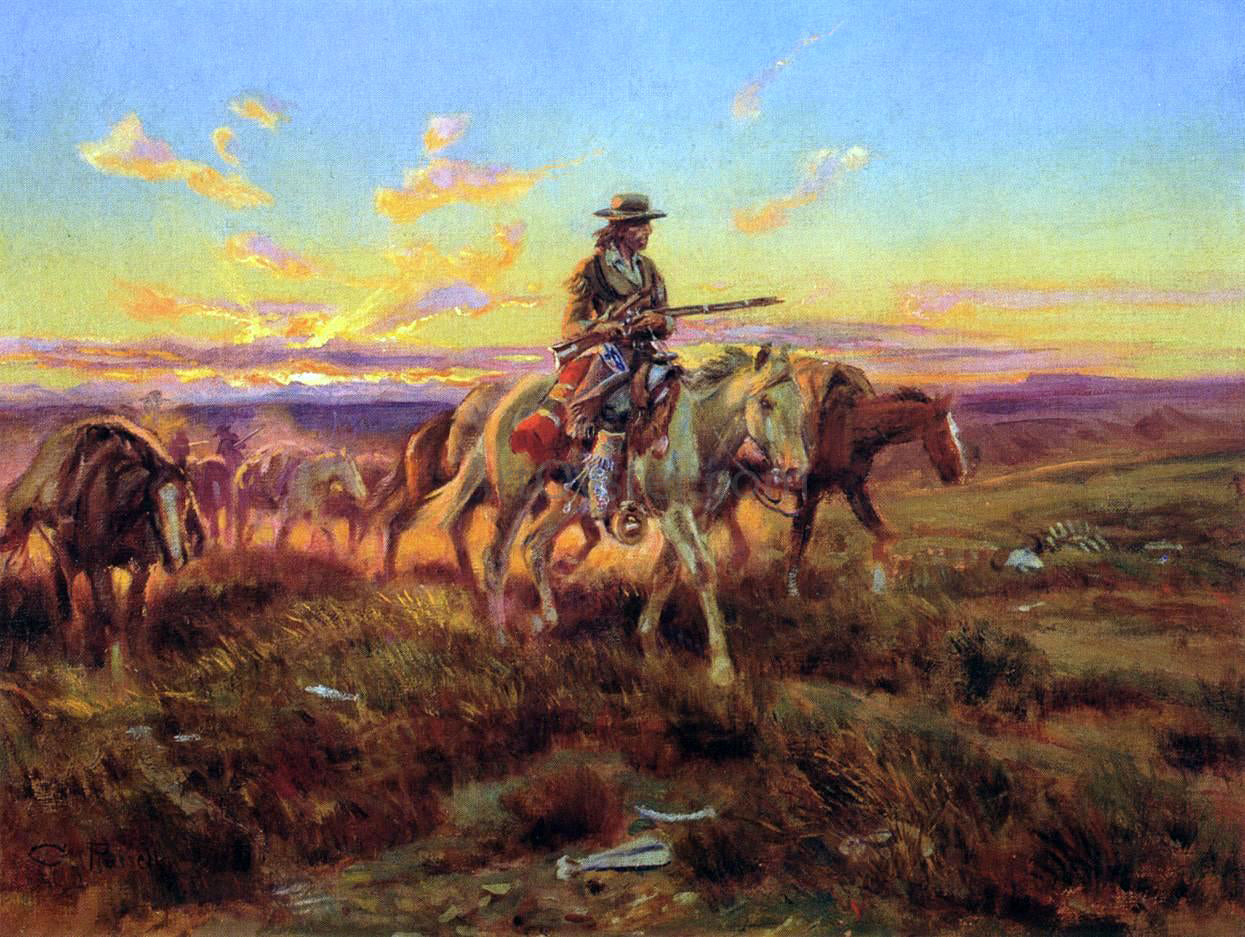 Charles Marion Russell The Free Trader - Hand Painted Oil Painting