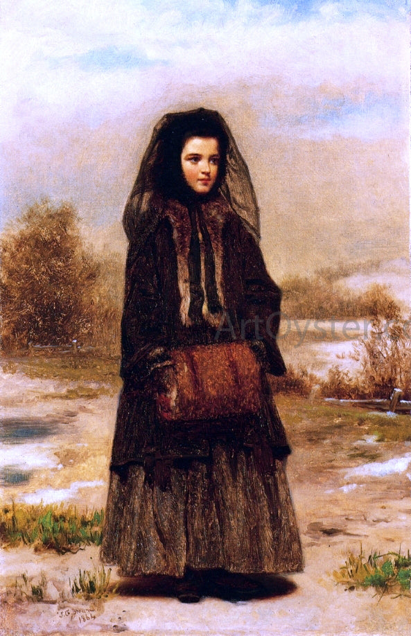 John George Brown The Fur Muff - Hand Painted Oil Painting