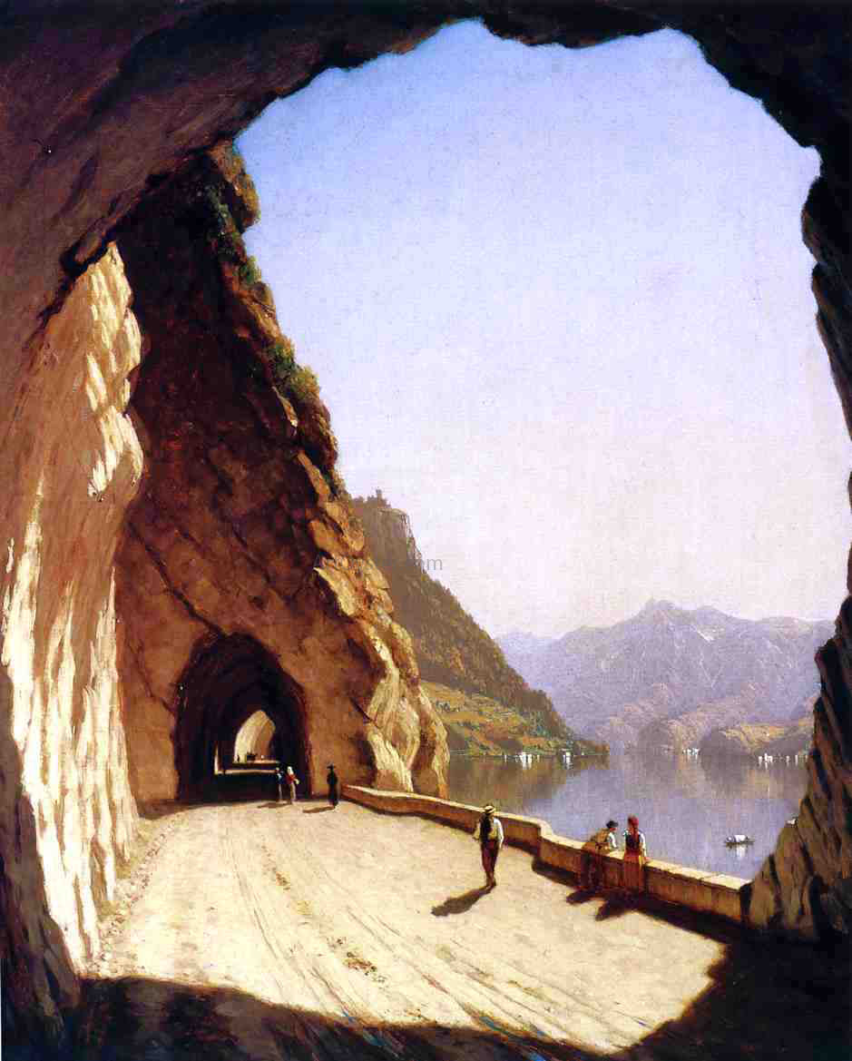 Sanford Robinson Gifford The Galleries of the Stelvio - Lake Como - Hand Painted Oil Painting