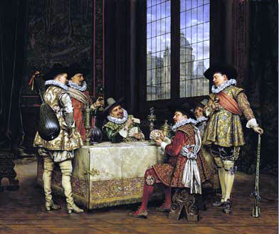 Adolphe Alexandre Lesrel The Game of Cards - Hand Painted Oil Painting