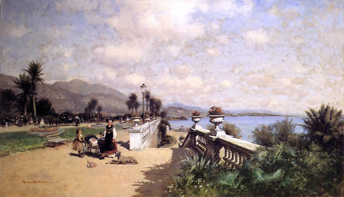 Alfred Wordsworth Thompson The Garden at Monte Carol - Hand Painted Oil Painting