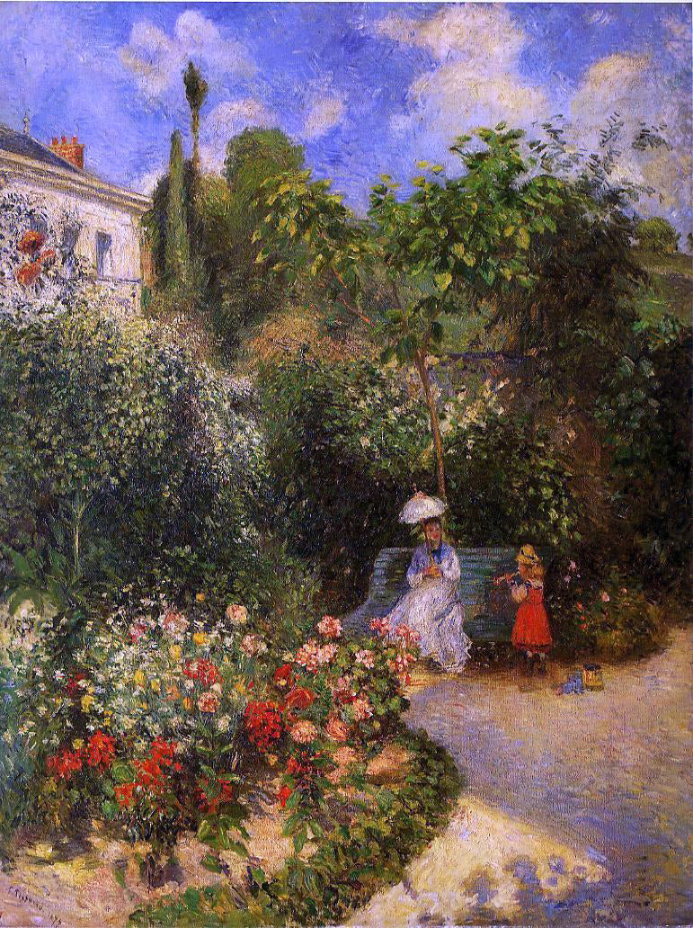 Camille Pissarro A Garden at Pontoise - Hand Painted Oil Painting