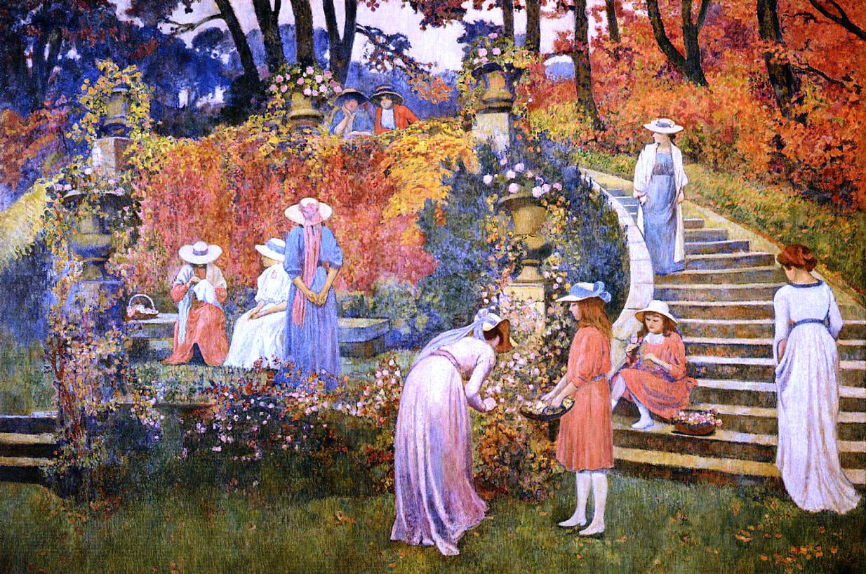 Theo Van Rysselberghe The Garden of Felicien Rops at Essone - Hand Painted Oil Painting