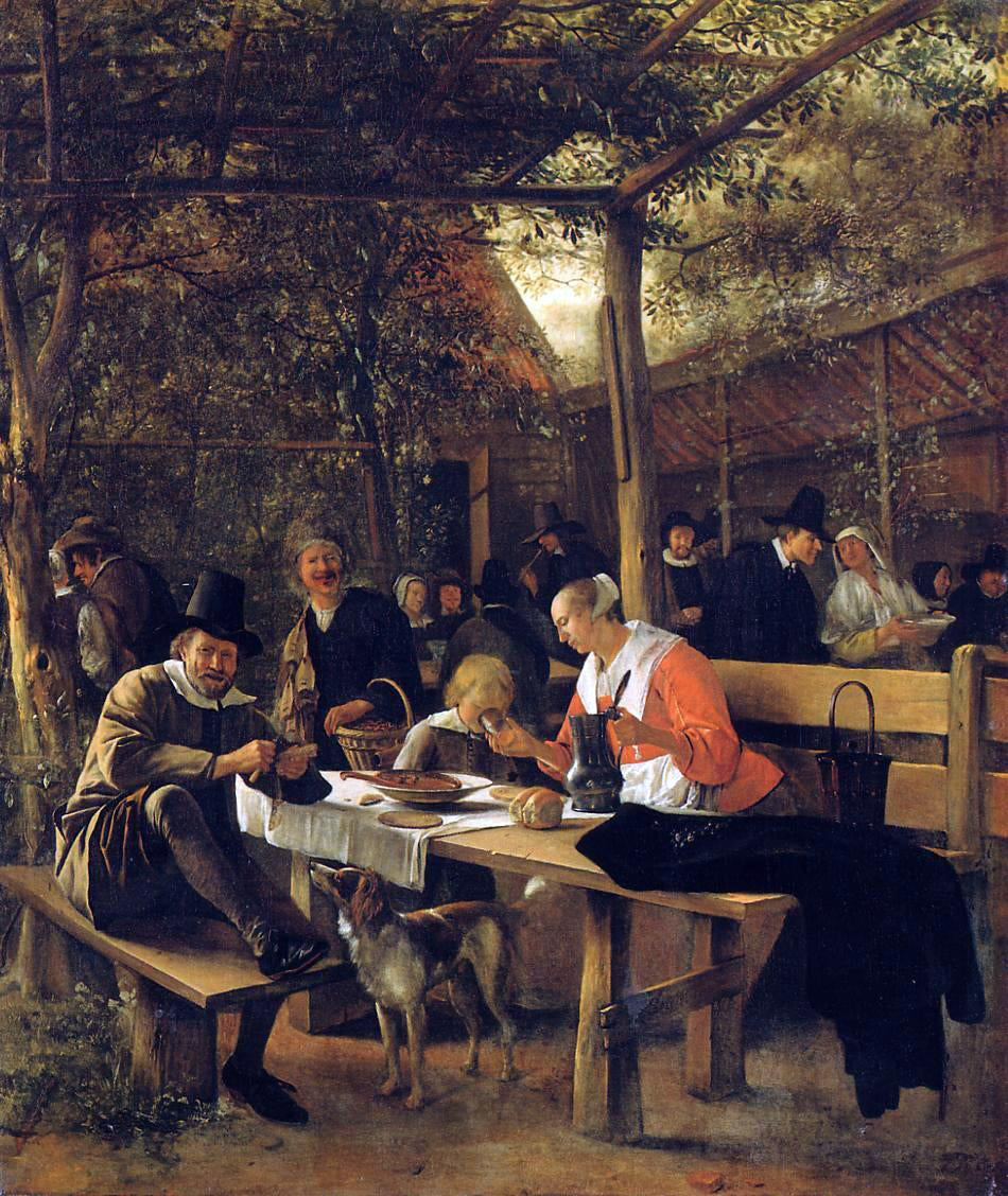 Jan Steen The Garden Outside an Inn - Hand Painted Oil Painting