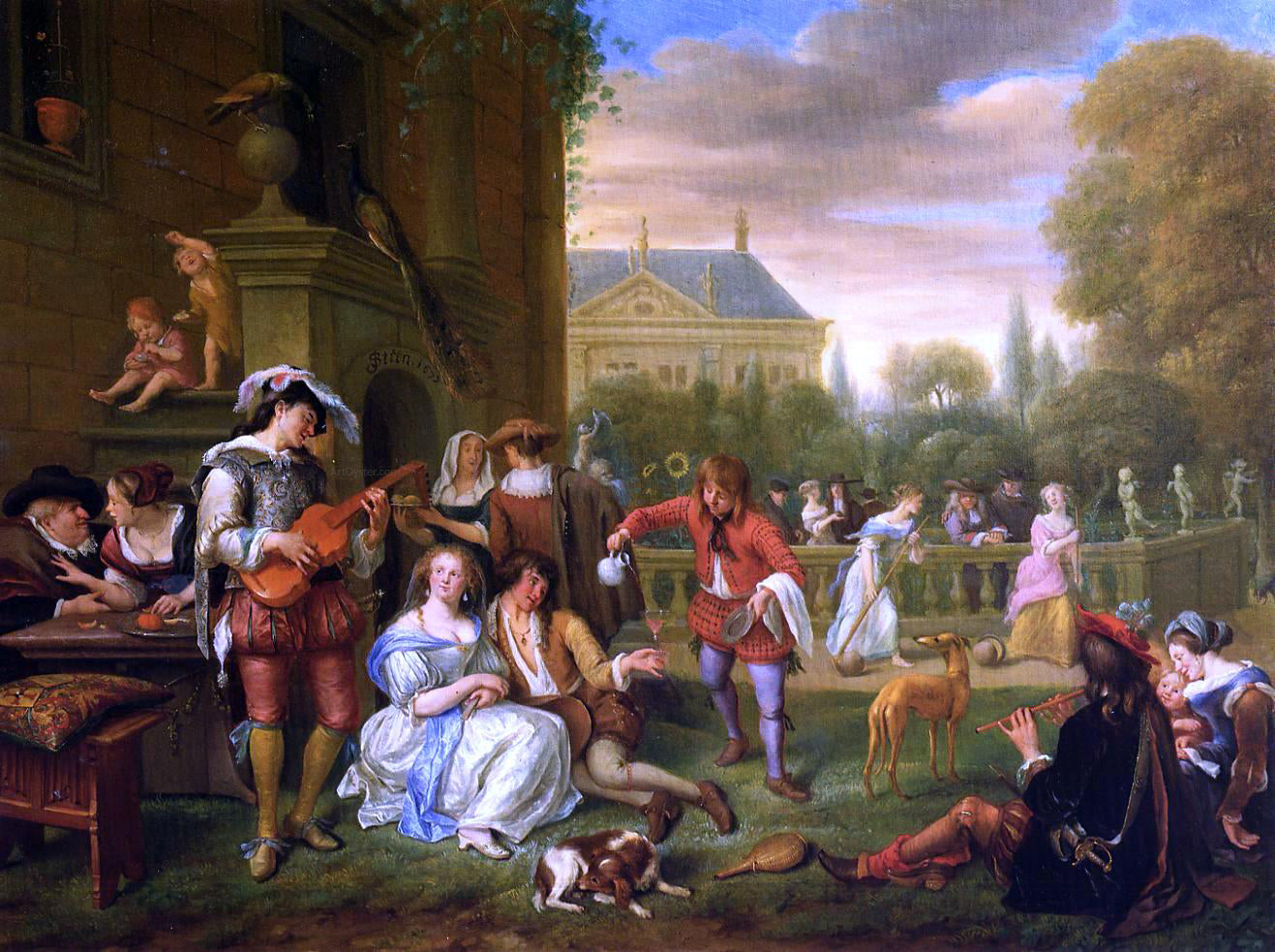 Jan Steen The Garden Party - Hand Painted Oil Painting