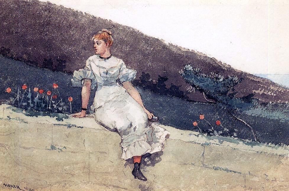 Winslow Homer A Garden Wall (also known as Girl on a Garden Wall) - Hand Painted Oil Painting