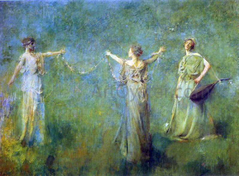 Thomas Wilmer Dewing The Garland - Hand Painted Oil Painting
