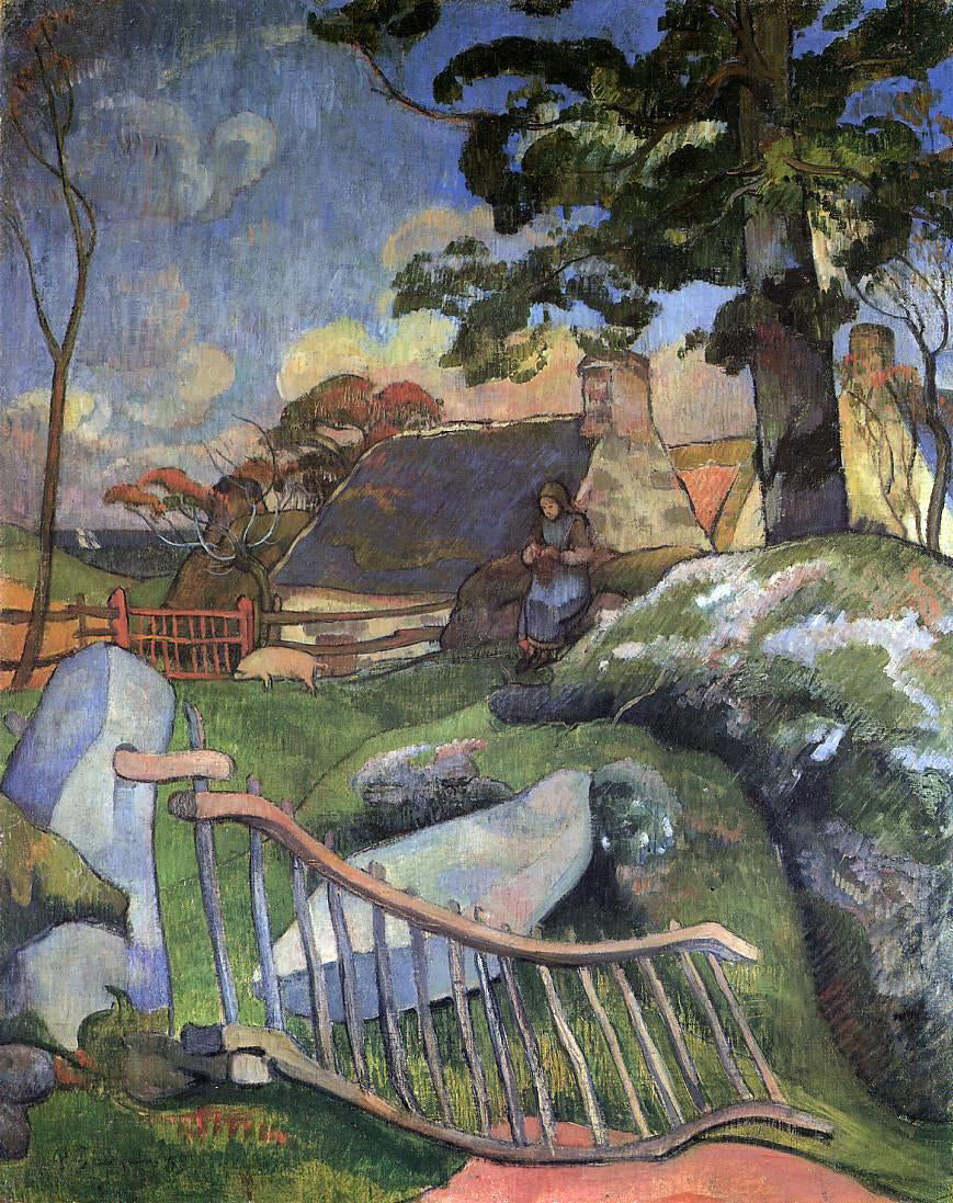 Paul Gauguin The Gate (also known as The Swineherd) - Hand Painted Oil Painting