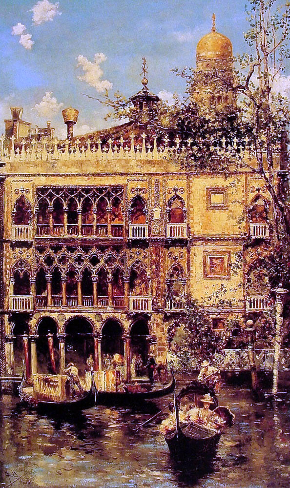 Salvador Sanchez Barbudo The Gondola Ride - Hand Painted Oil Painting