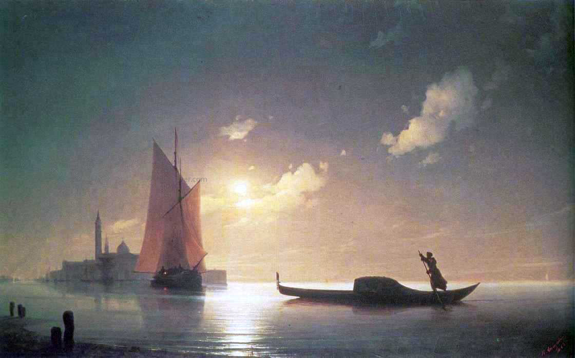 Ivan Constantinovich Aivazovsky The Gondolier on Sea at Night - Hand Painted Oil Painting