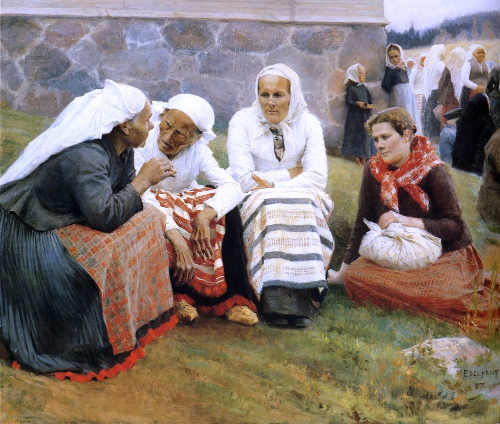 Albert Edelfelt The Gossip - Hand Painted Oil Painting