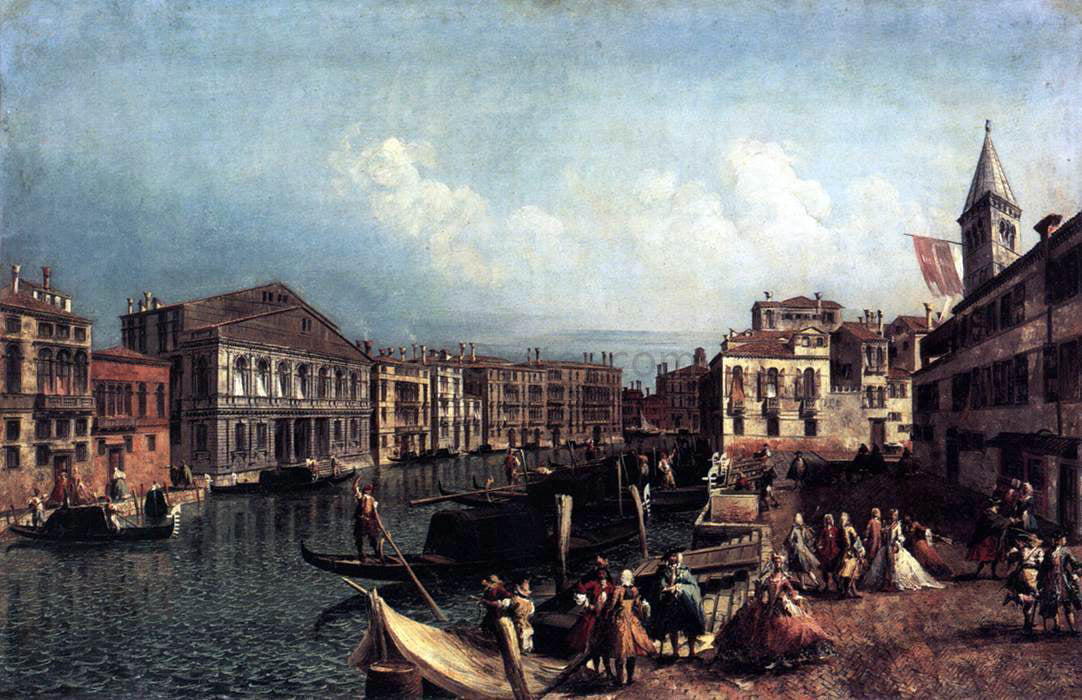Michele Marieschi The Grand Canal with the Ca' Rezzonico and the Campo San Samuele - Hand Painted Oil Painting