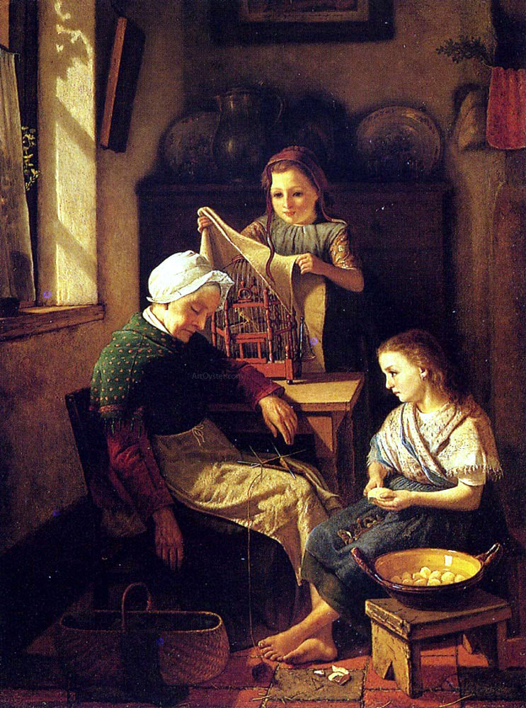 Pierre Joseph Toussaint The Grandmother - Hand Painted Oil Painting