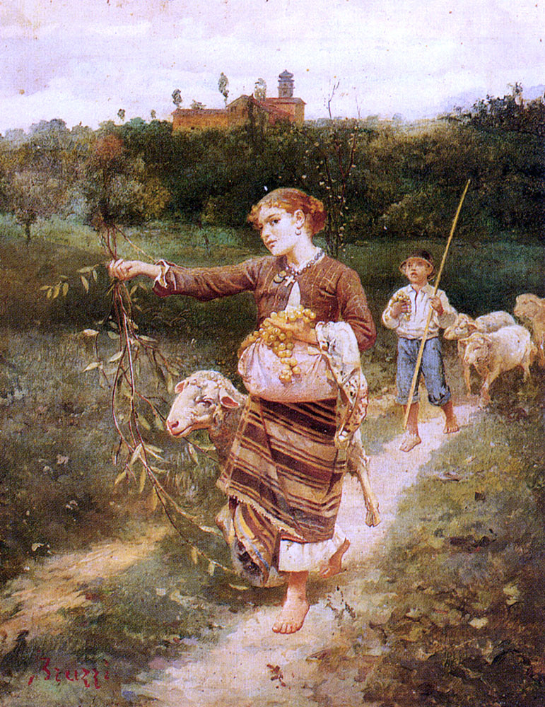  Stefano Bruzzi The Grape Pickers - Hand Painted Oil Painting