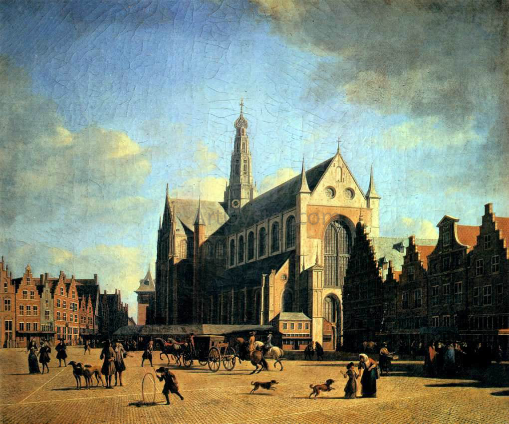  Gerrit Adriaensz Berckheyde The Great Market in Haarlem - Hand Painted Oil Painting