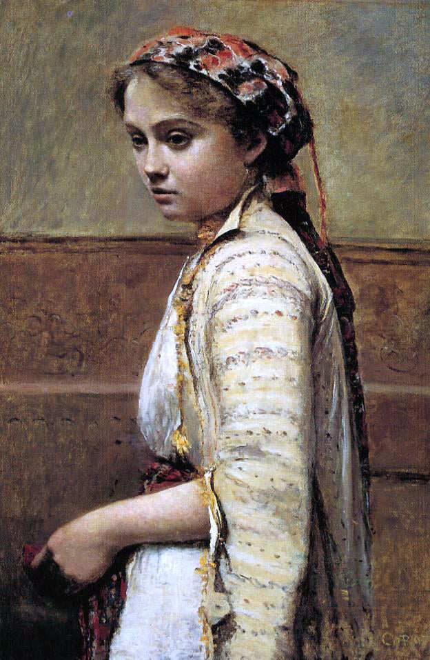  Jean-Baptiste-Camille Corot The Greek Girl - Hand Painted Oil Painting