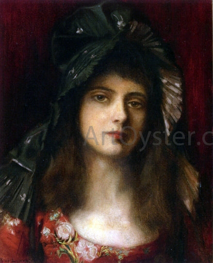 Albert Lynch The Green Bonnet - Hand Painted Oil Painting