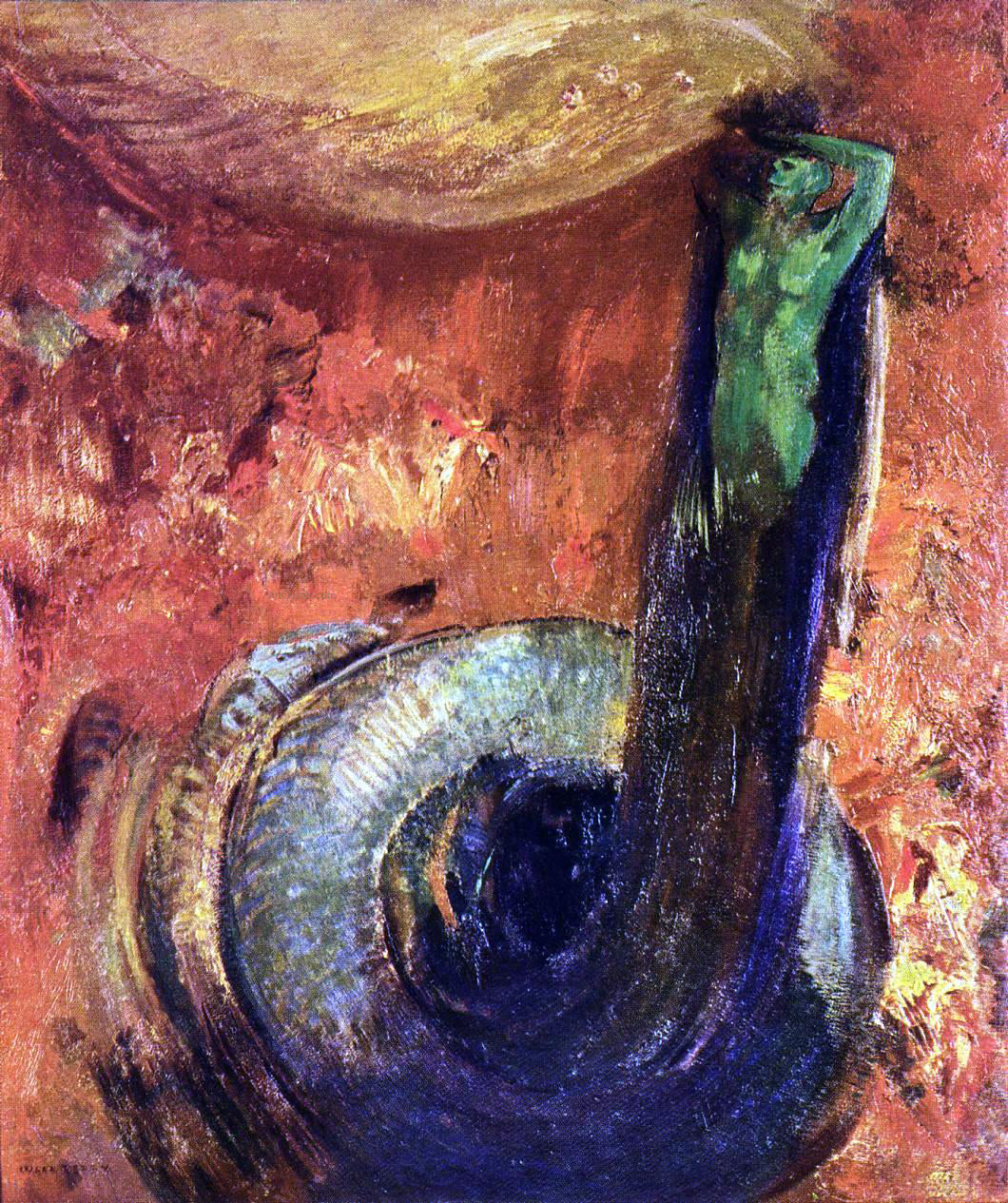 Odilon Redon The Green Death - Hand Painted Oil Painting