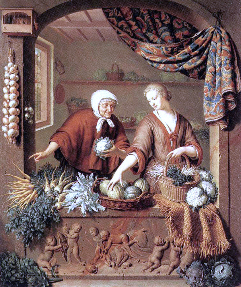 Willem Van Mieris The Greengrocer - Hand Painted Oil Painting