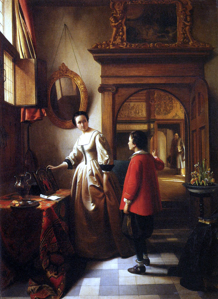 Hubertus Van Hove The Guest's Arrival - Hand Painted Oil Painting