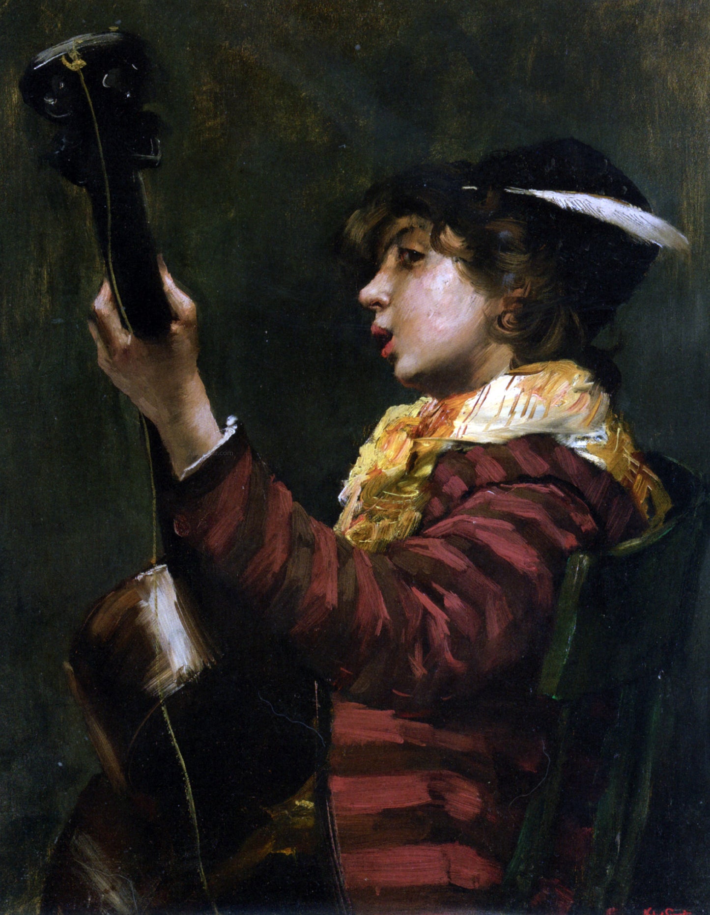 Norbert Goeneutte The Guitarist - Hand Painted Oil Painting