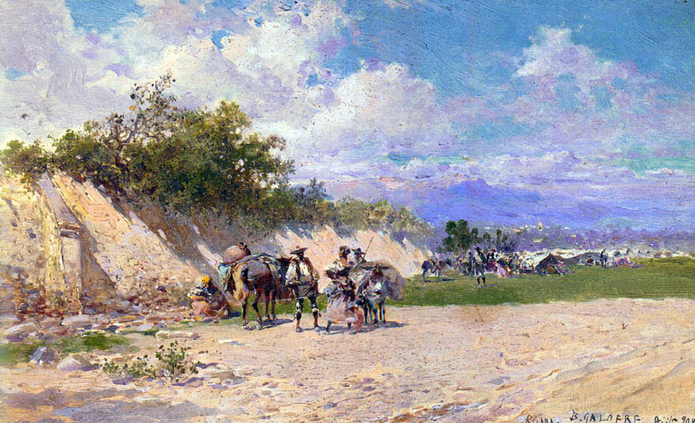Baldomer Galofre Gimenez The Gypsy Camp - Hand Painted Oil Painting