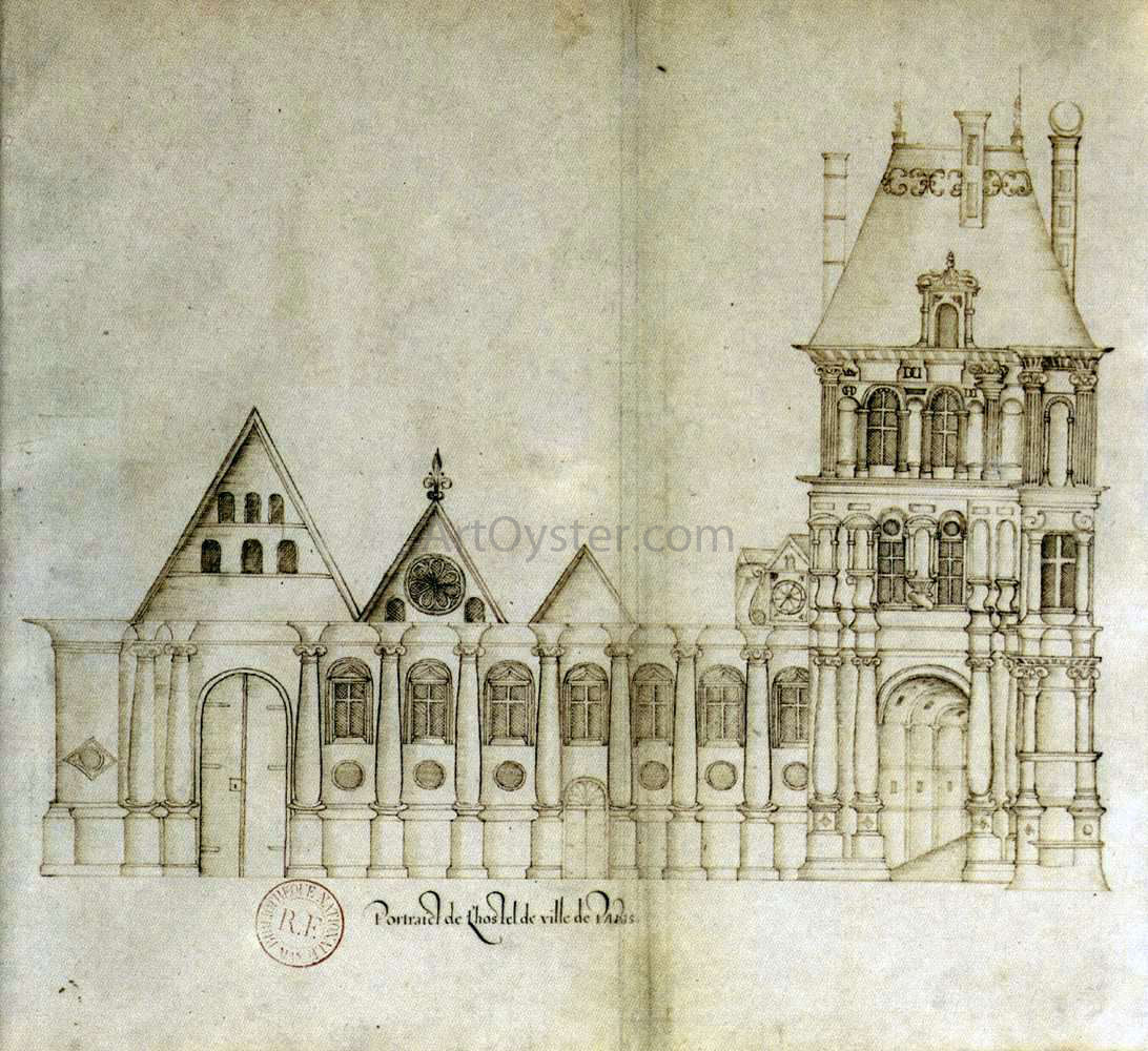 Jacques Cellier The Hotel de Ville in Paris - Hand Painted Oil Painting