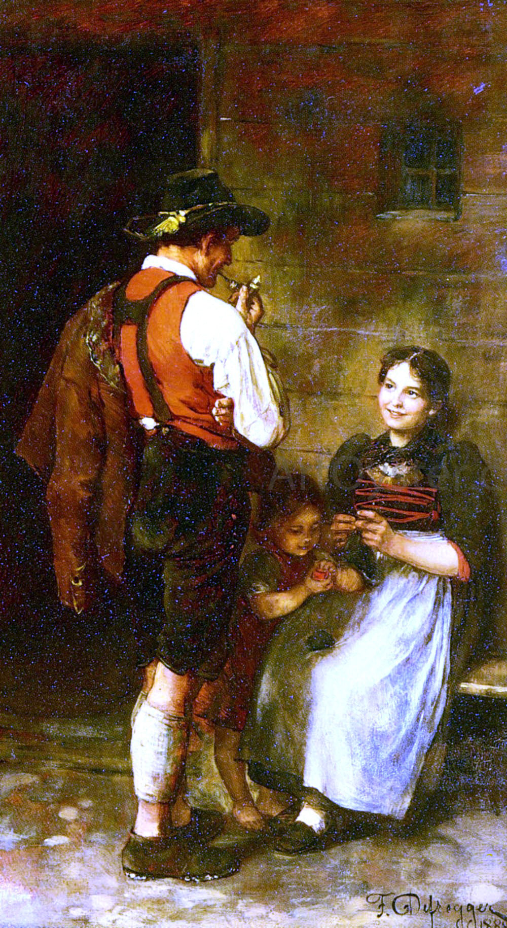 Franz Von Defregger The Happy Family - Hand Painted Oil Painting