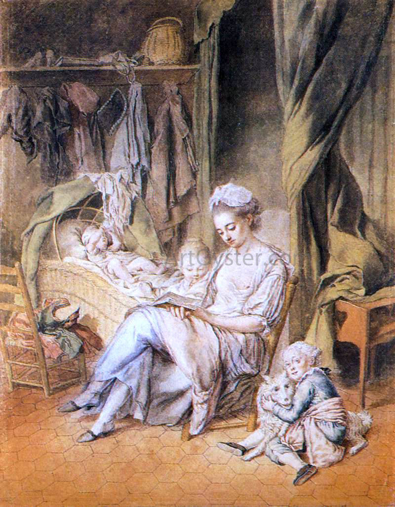 Johann Anton De Peters The Happy Mother - Hand Painted Oil Painting