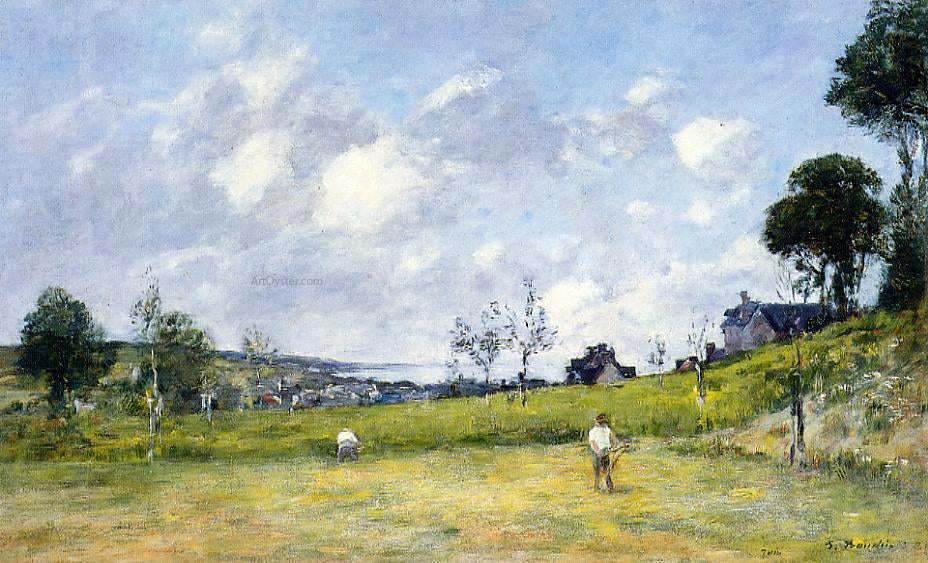 Eugene-Louis Boudin The Harvest near Trouville - Hand Painted Oil Painting