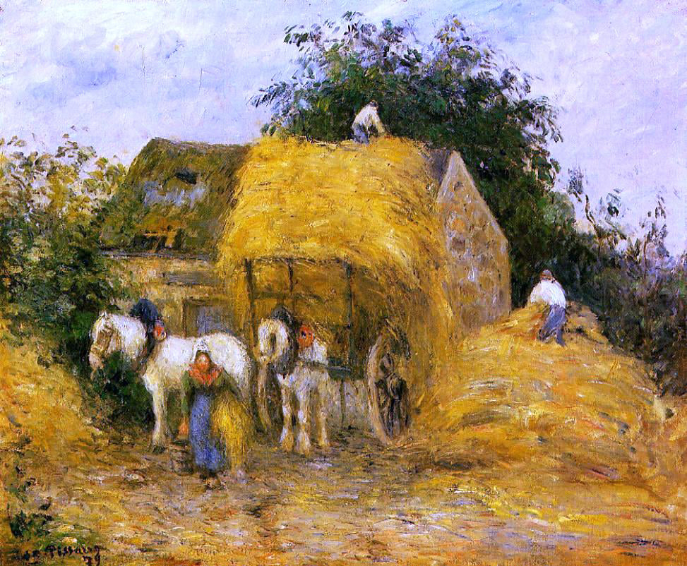 Camille Pissarro The Hay Wagon, Montfoucault - Hand Painted Oil Painting