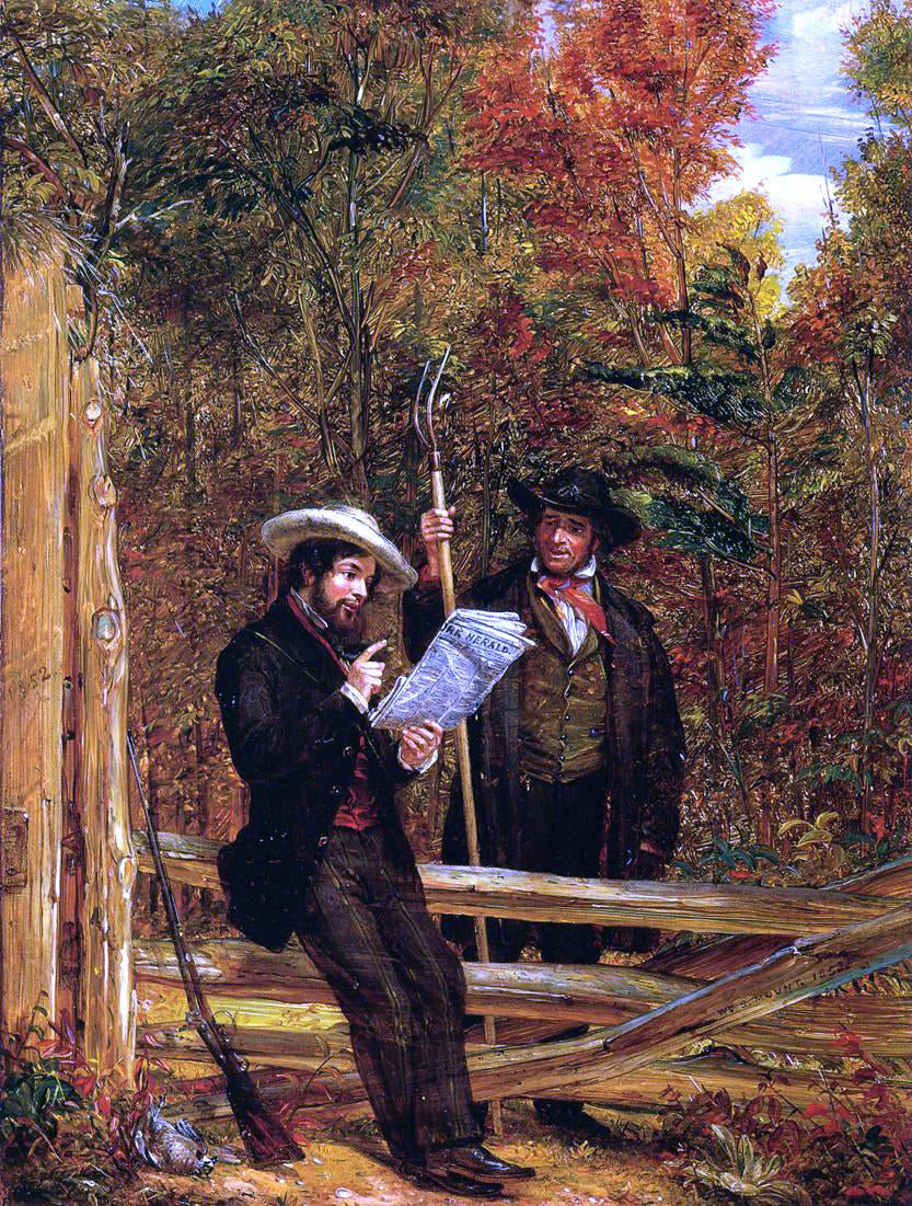 William Sidney Mount The "Herald" in the Country (also known as "Politics of 1852" or "Who Let Down the Bars?") - Hand Painted Oil Painting