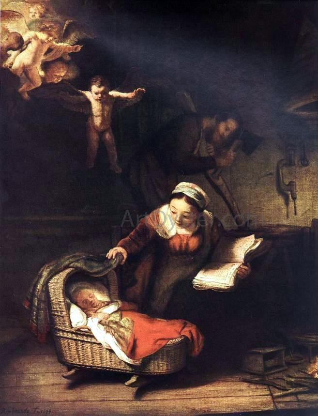 Rembrandt Van Rijn The Holy Family with Angels - Hand Painted Oil Painting